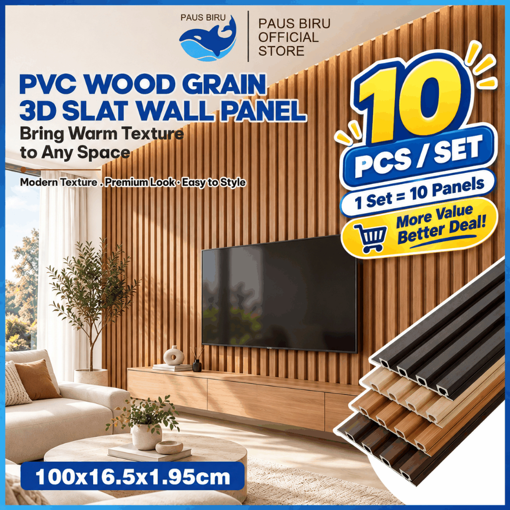 10Pcs Wood Panel Board Grille Design PVC Background Wall Decor Panel ...