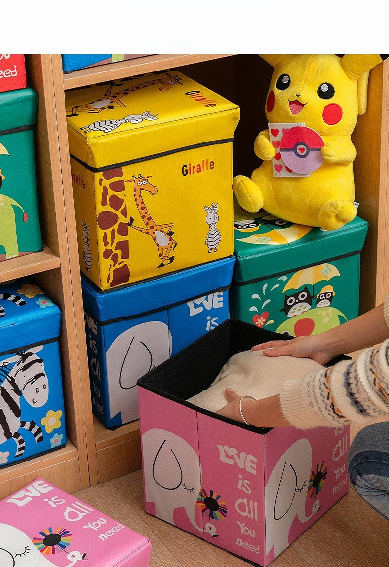 Square Foldable Storage Stool Toy Storage Box Sit Sofa Folding Box ...