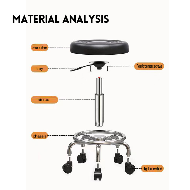 Salon Stool Working Chair Ergonomics Round Stool Leather Swivel ...