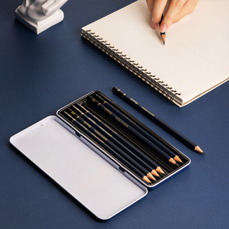 Deli 2B HB Drawing Pencil Set 8Pcs Iron Box Sketch Pencil Set School ...