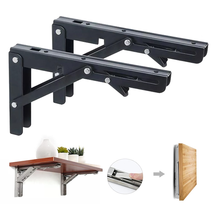 Folding Angle Bracket 2 PCS Adjustable Foldable Wall Mounted Folding