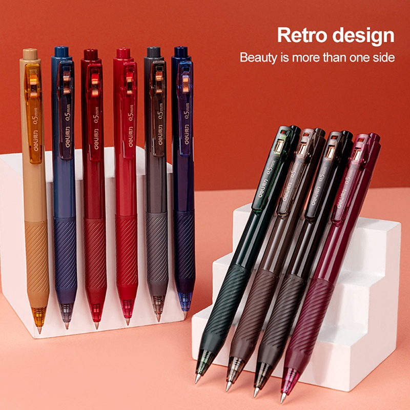 Deli 6 Colors Gel Pen 0.5mm Student Writing Pen Stationery Office ...