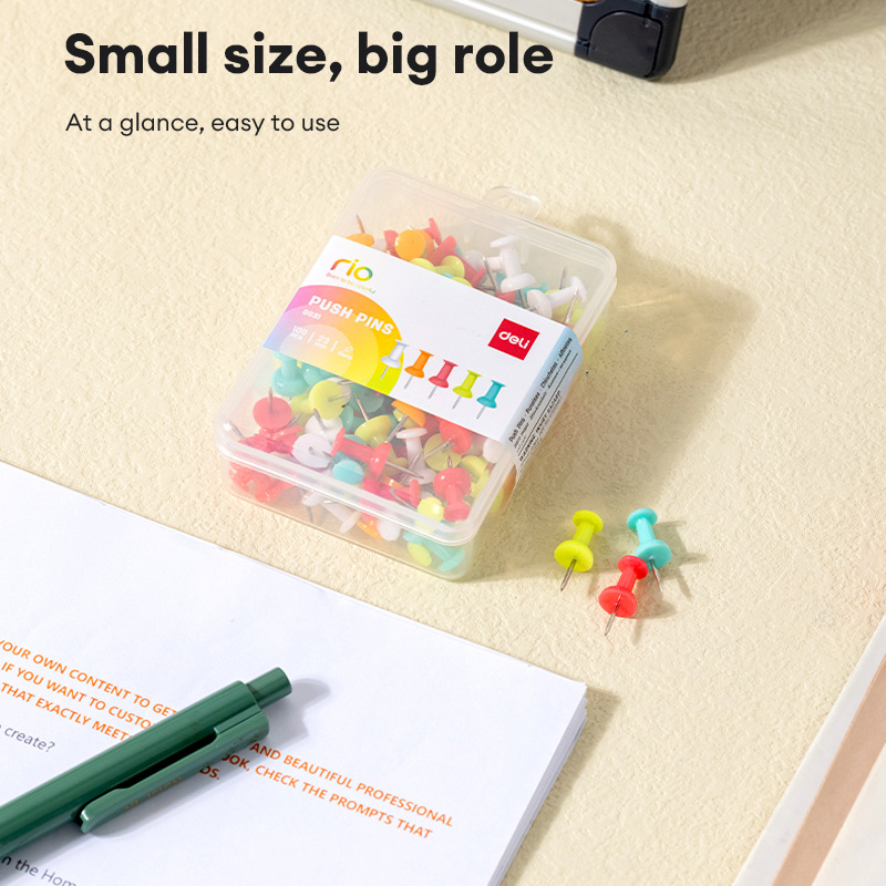 Deli 35/100pcs Push Pins 5 colors Push Pin Cute Thumb Tacks Set E0031 ...