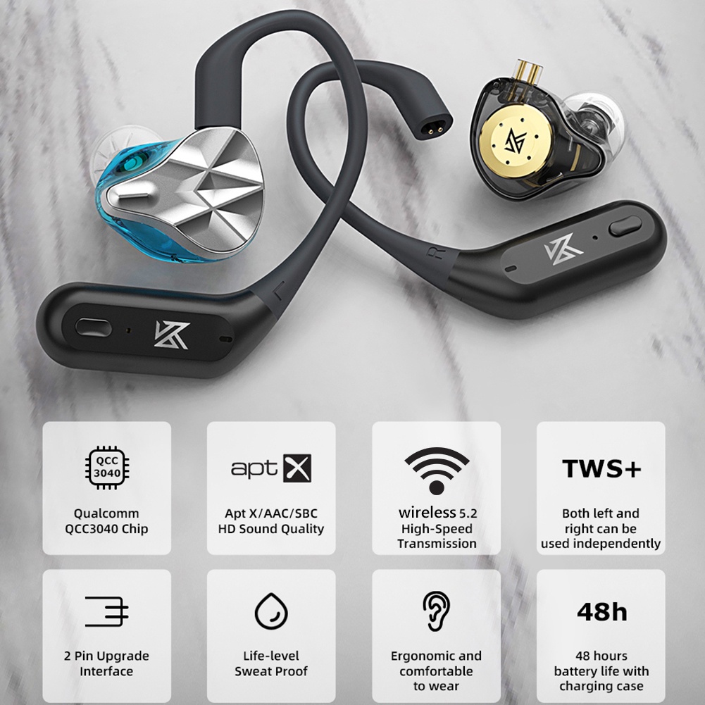 KZ AZ09 Pro Upgrade Wireless Bluetooth Earphone To Compatible 5.2 Cable ...