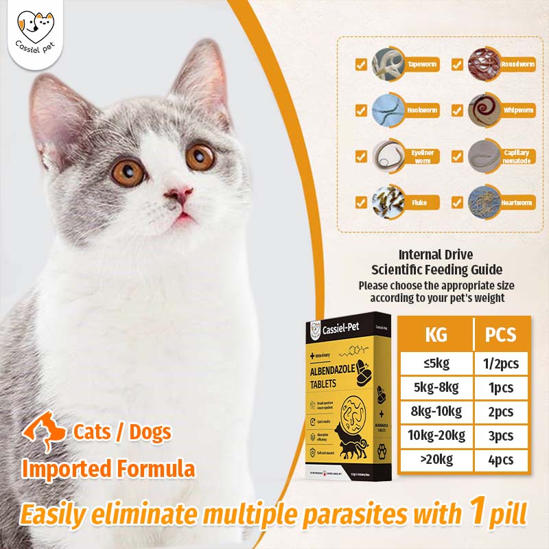 Cassiel Pet Albendazole Deworming Tablet For Nematocide Dewormer, Worm