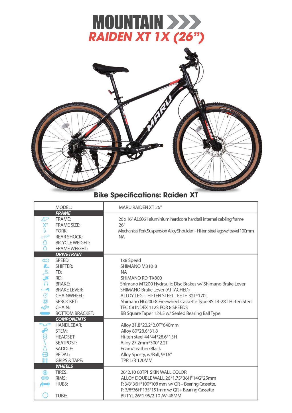 Maru Raiden XT Mtb 26