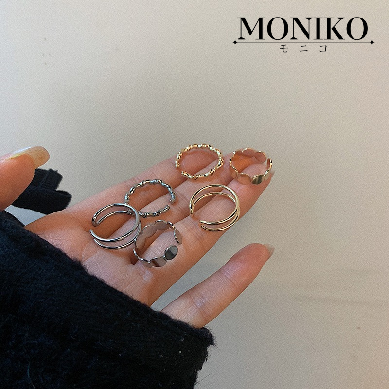 MONIKO Original Design Titanium Steel Hip-Hop Ring three-piece Set ...