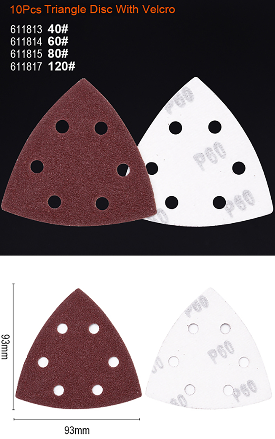 Harden 10Pcs Triangle Disc With Velcro Sanding car polish triangle ...