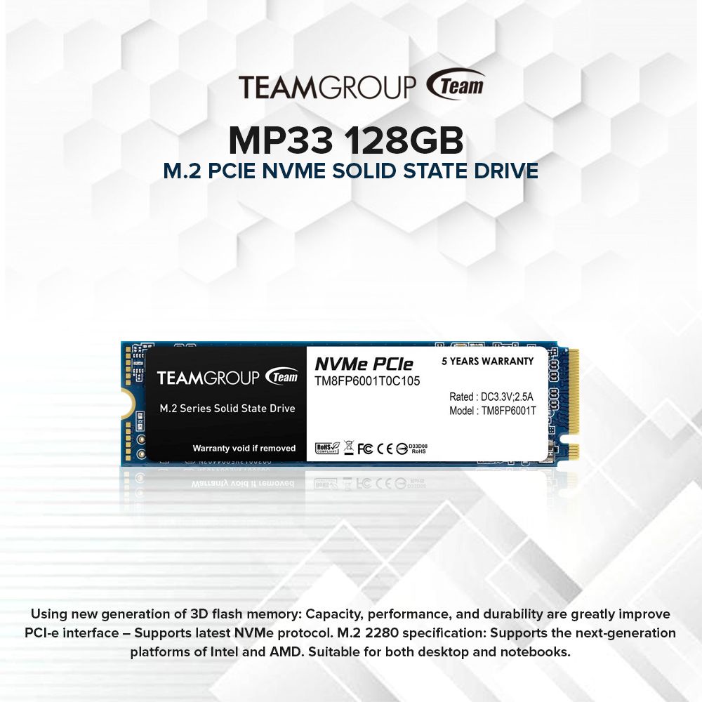 EasyPC| Team Group MP33 PCIe NVME SSD| 128GB/256GB/1TB