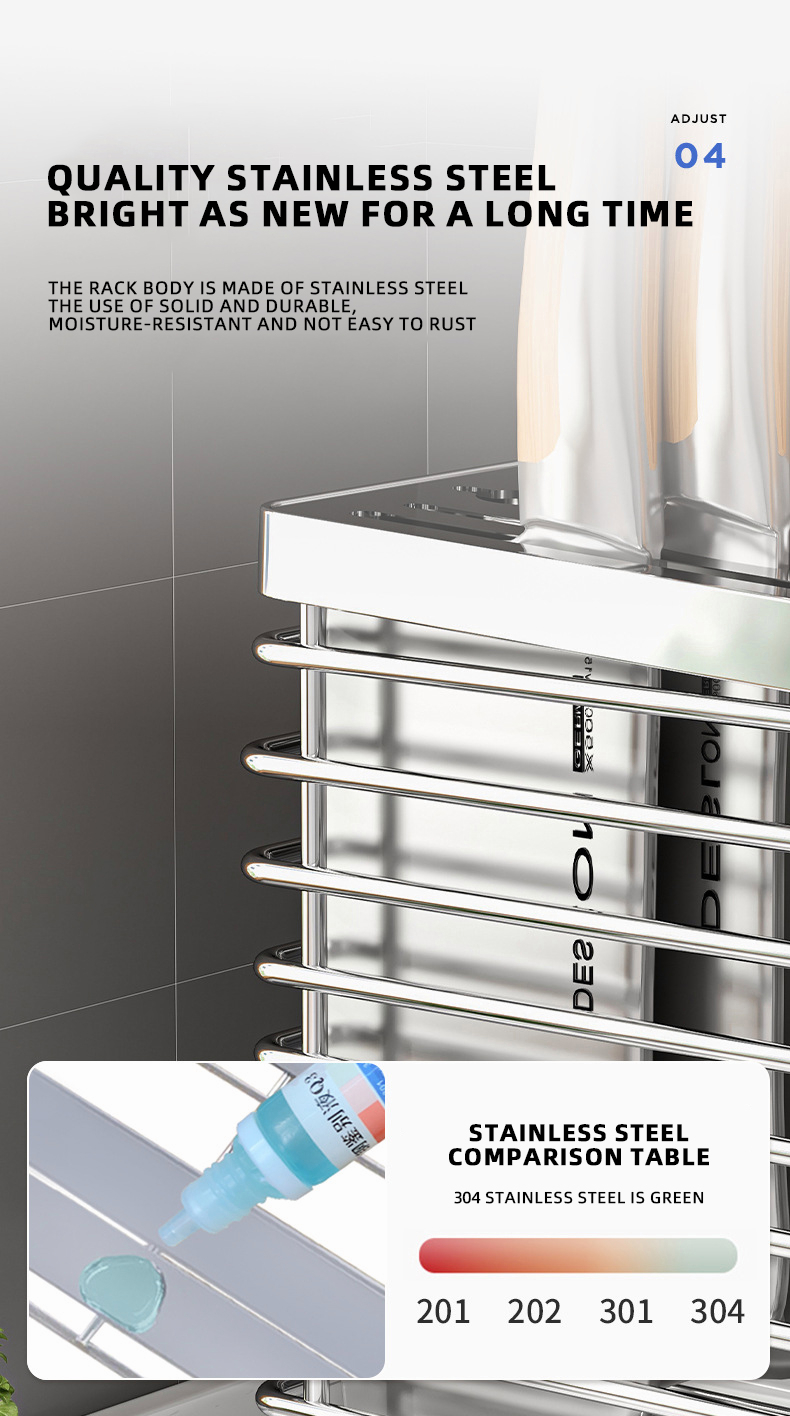 Finelife 304 Stainless Steel Knife Holder Storage Rack Knife Chopsticks ...