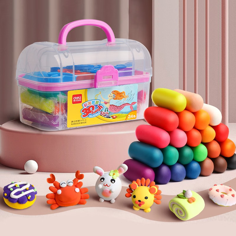 Deli 24 Colors Kids Toys DIY Plasticine Kids Safty Clay Dough Toy Set ...
