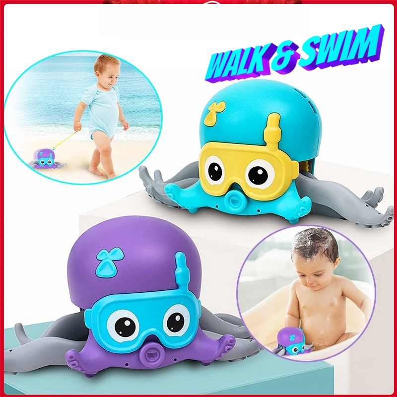 J.C SHOP Clockwork Octopus Infant Baby Cute Cartoon Swimming Bath Toys ...