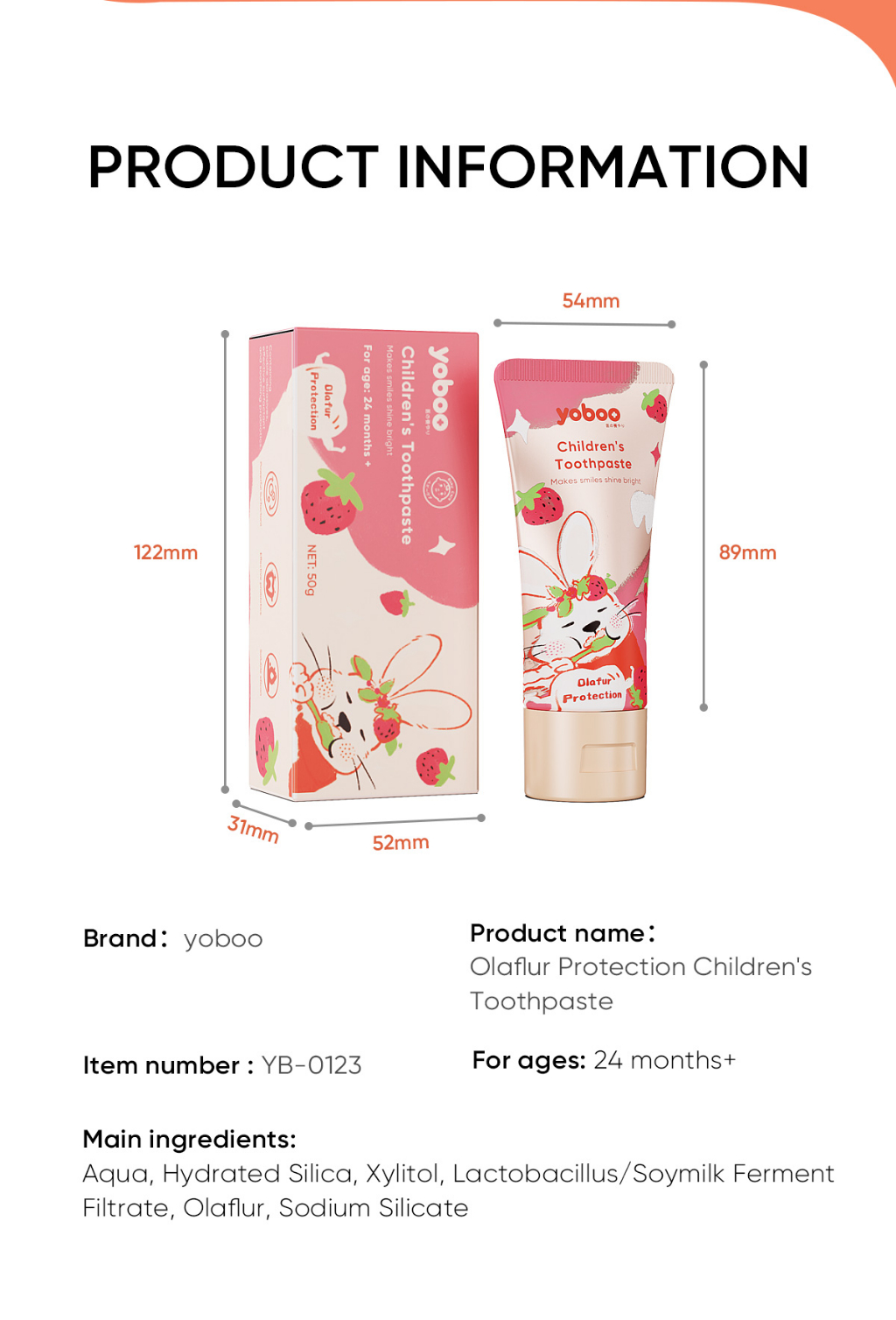 Yoboo Children's Toothpaste with Olaflur Protection I For Ages 24 ...
