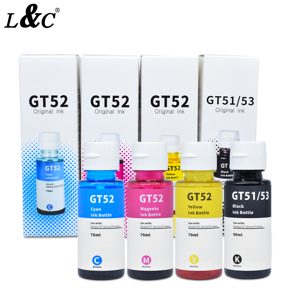 L&C Refill GT51 GT52 Ink Dye Ink For HP Inkjet Printer GT5810 GT5820 ...