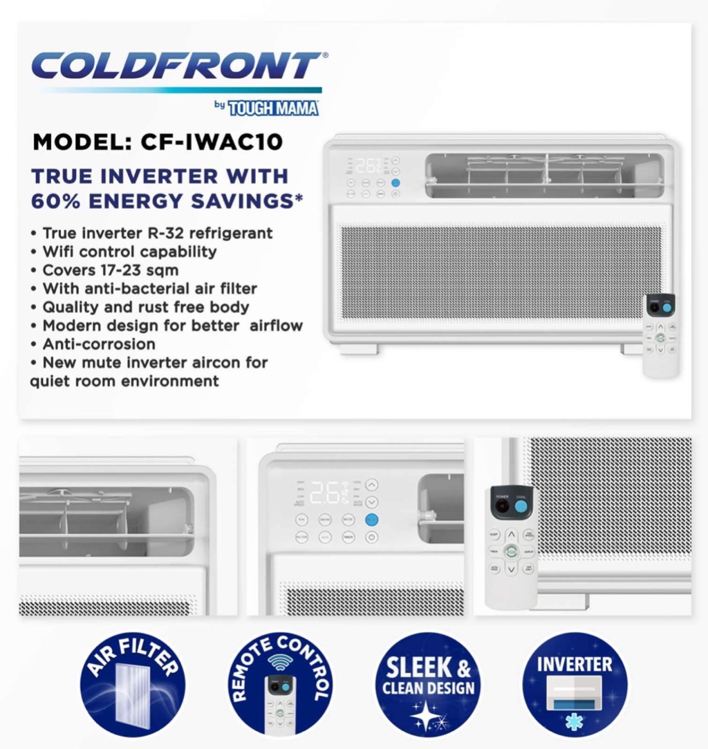 Coldfront by Tough Mama CF-IWAC10 True Inverter 1HP Aircon with Remote ...