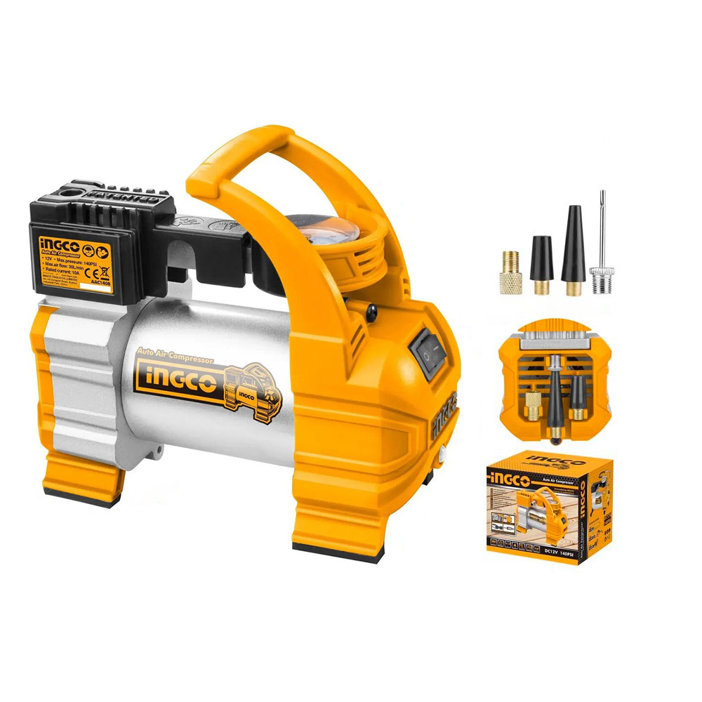 INGCO Auto Air Compressor 10A 12V for Car Tire Inflator with 3meters ...