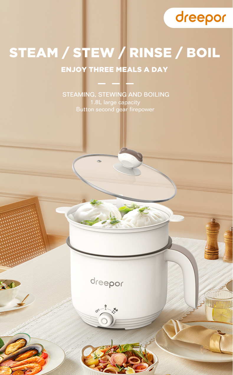 Dreepor 1.8L Electric Multi Cooker Mini Rice Cooker Small Non Stick Pan ...