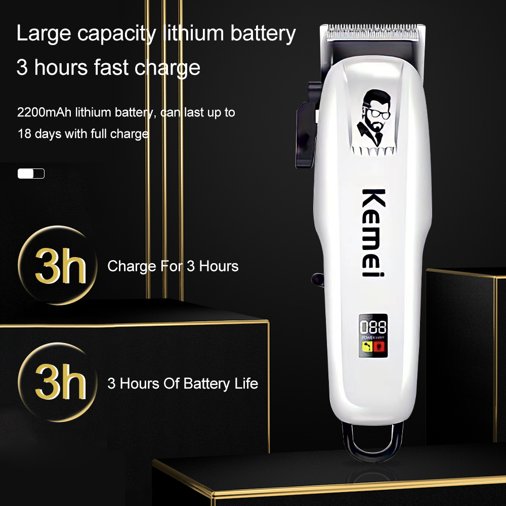 Tondeuse Cheveux Kemei KM-PG809A - Rechargeable USB - écran LCD - Réglable Pro - Neuve