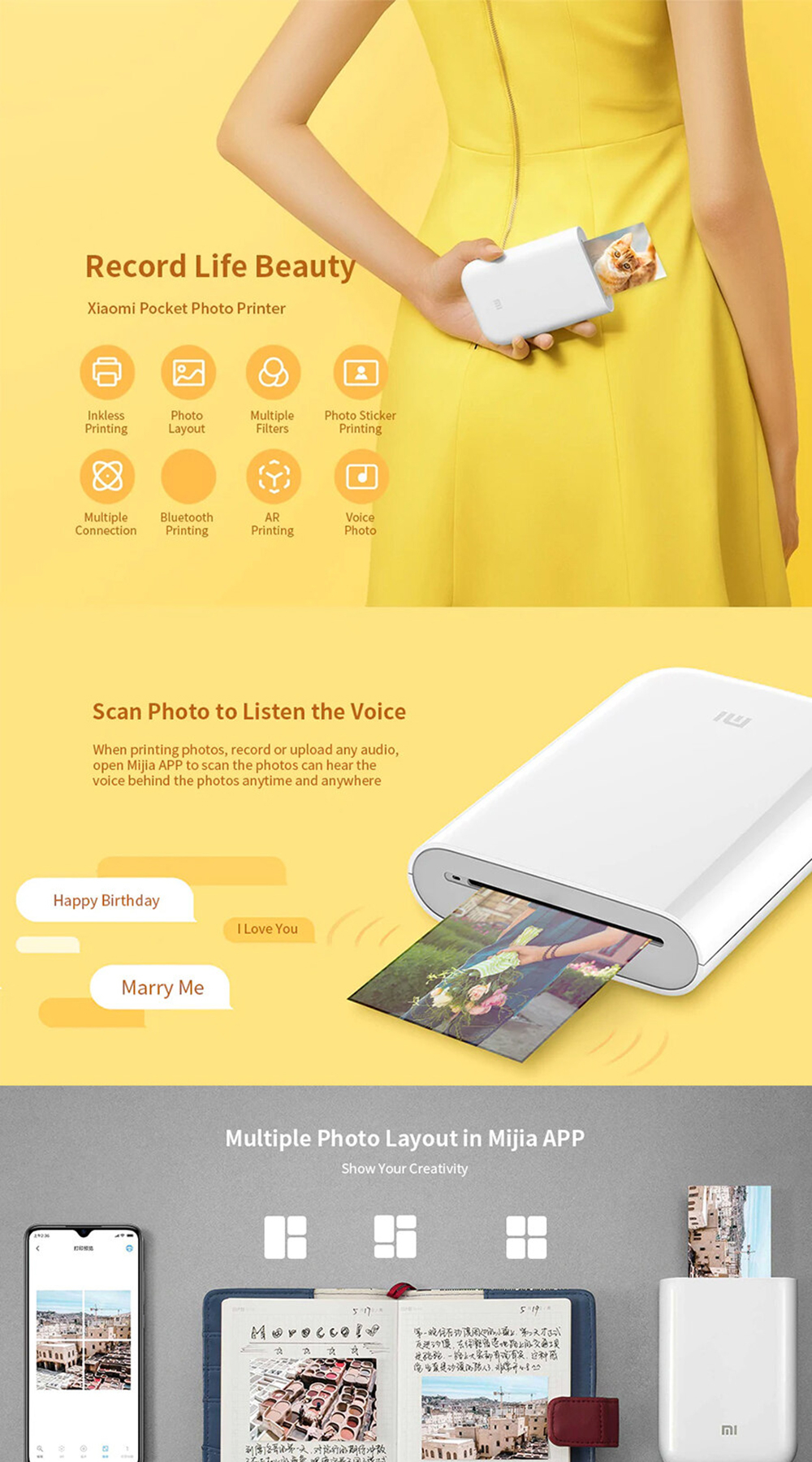 Xiaomi Mi Portable Bluetooth Mini Photo Printer | Shopee Philippines