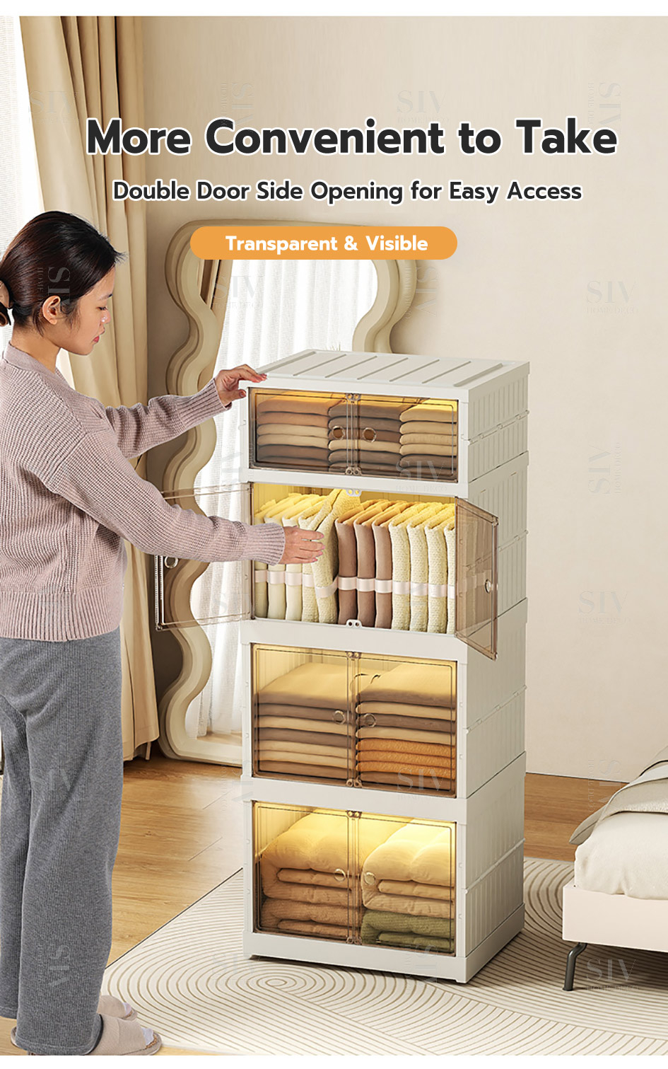 【No Installation】SIV Folding Storage Cabinet Foldable Storage Box ...