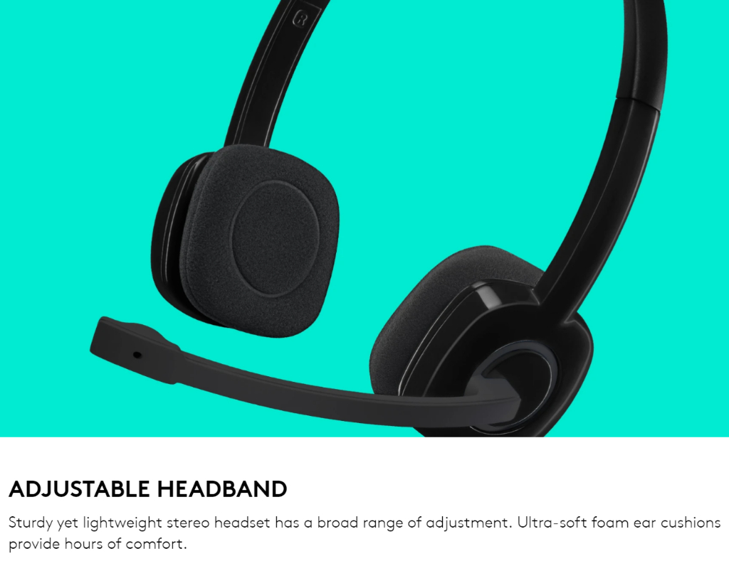 Logitech H151 Stereo Adjustable Headset w/ Built-In Rotating 180 ...