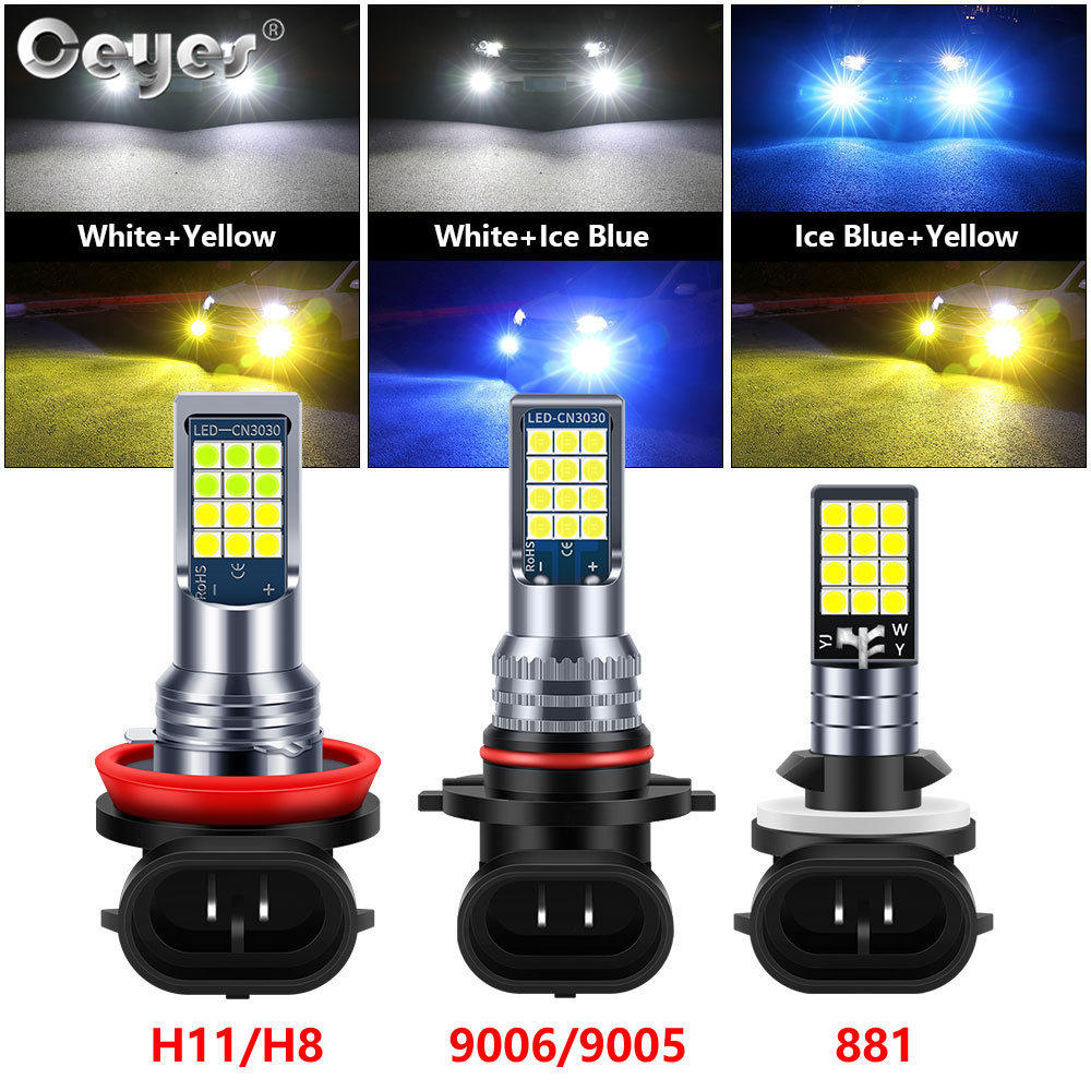Xotic Tech 880/881/899 COB LED Fog Light Bulbs – Dual Color White/Golden Yellow, 2-Pack