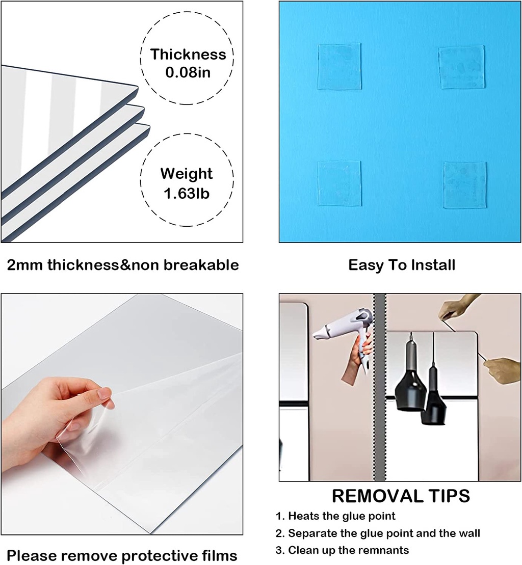 Keycool Home DIY HD Acrylic Mirror Wall Sticker Full Body Mirror ...