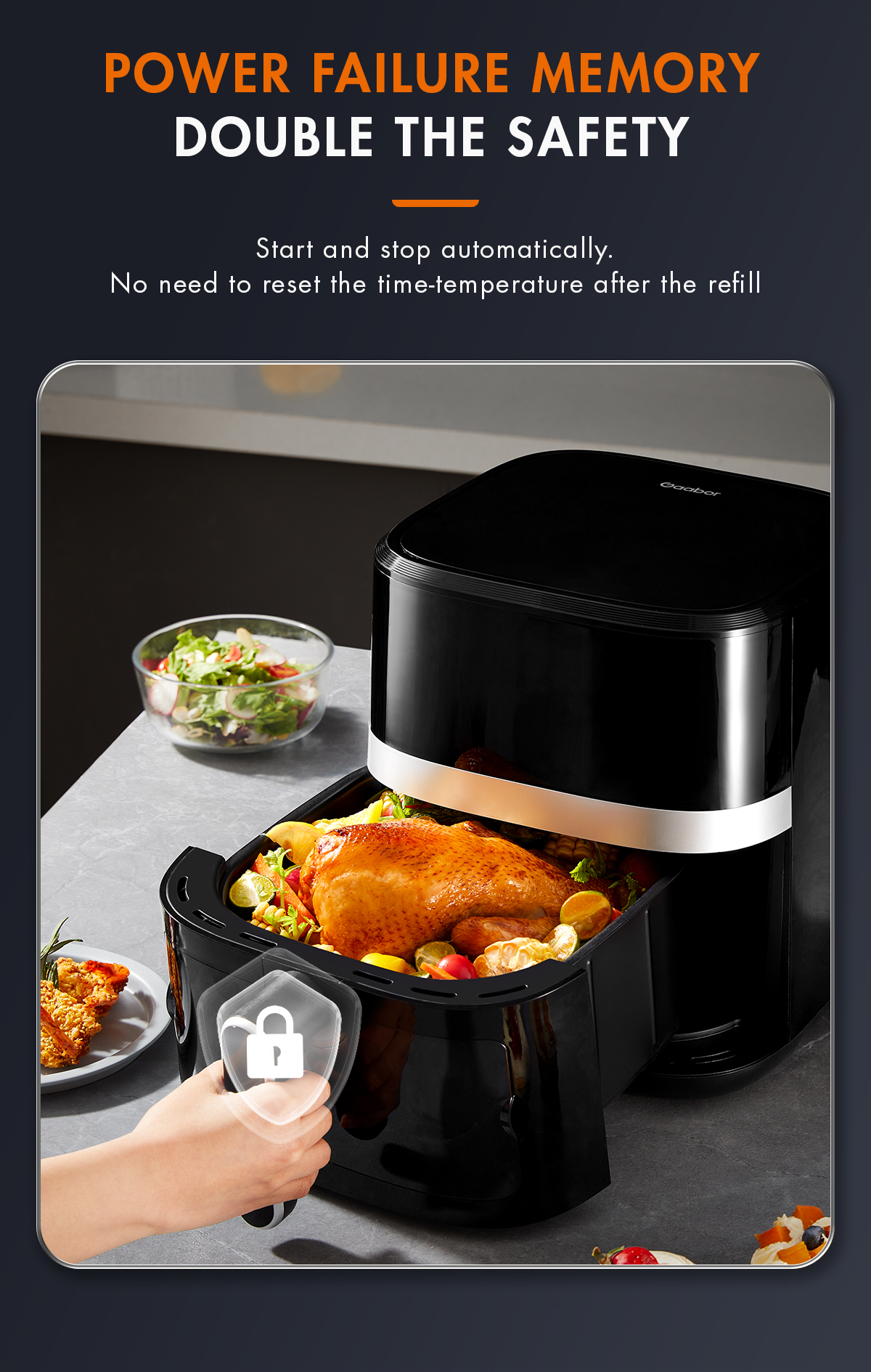 Gaabor Digital Display Air Fryer Viewable Window Icon MultiFunction