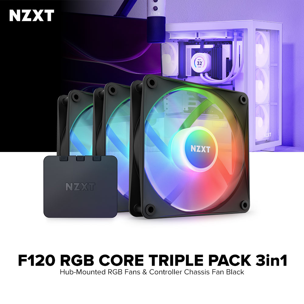 EasyPC| NZXT F120 RGB Core Triple Pack 3in1 Case Fan|Hub-Mounted RGB ...