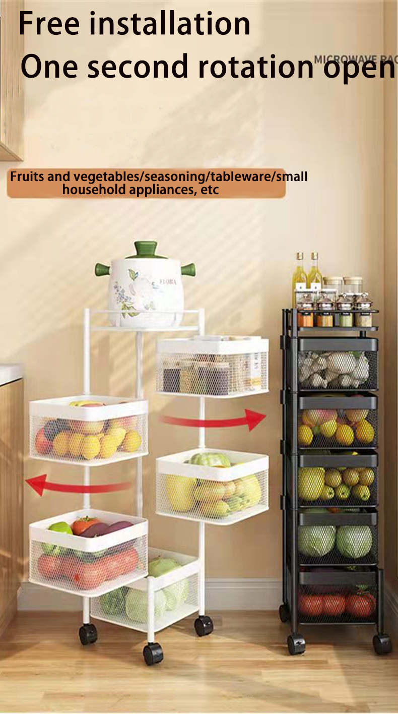 Steel Kitchen Rotating Rack Food Vegetable Spice Shelf Storage ...