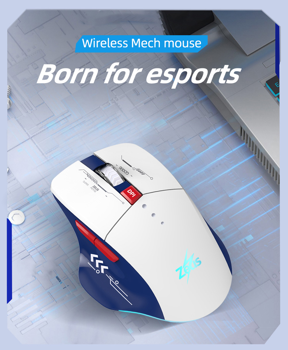 Zeus x Gundam GD-006 2.4G Wireless Mouse Rechargeable Mechanical Office ...