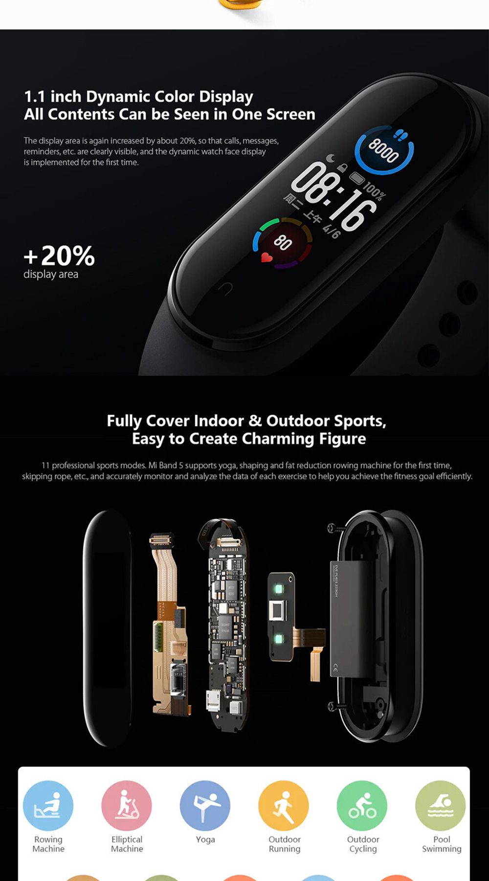 Xiaomi Mi Band Fitness Tracker Smartwatch AMOLED Touch - Main Image