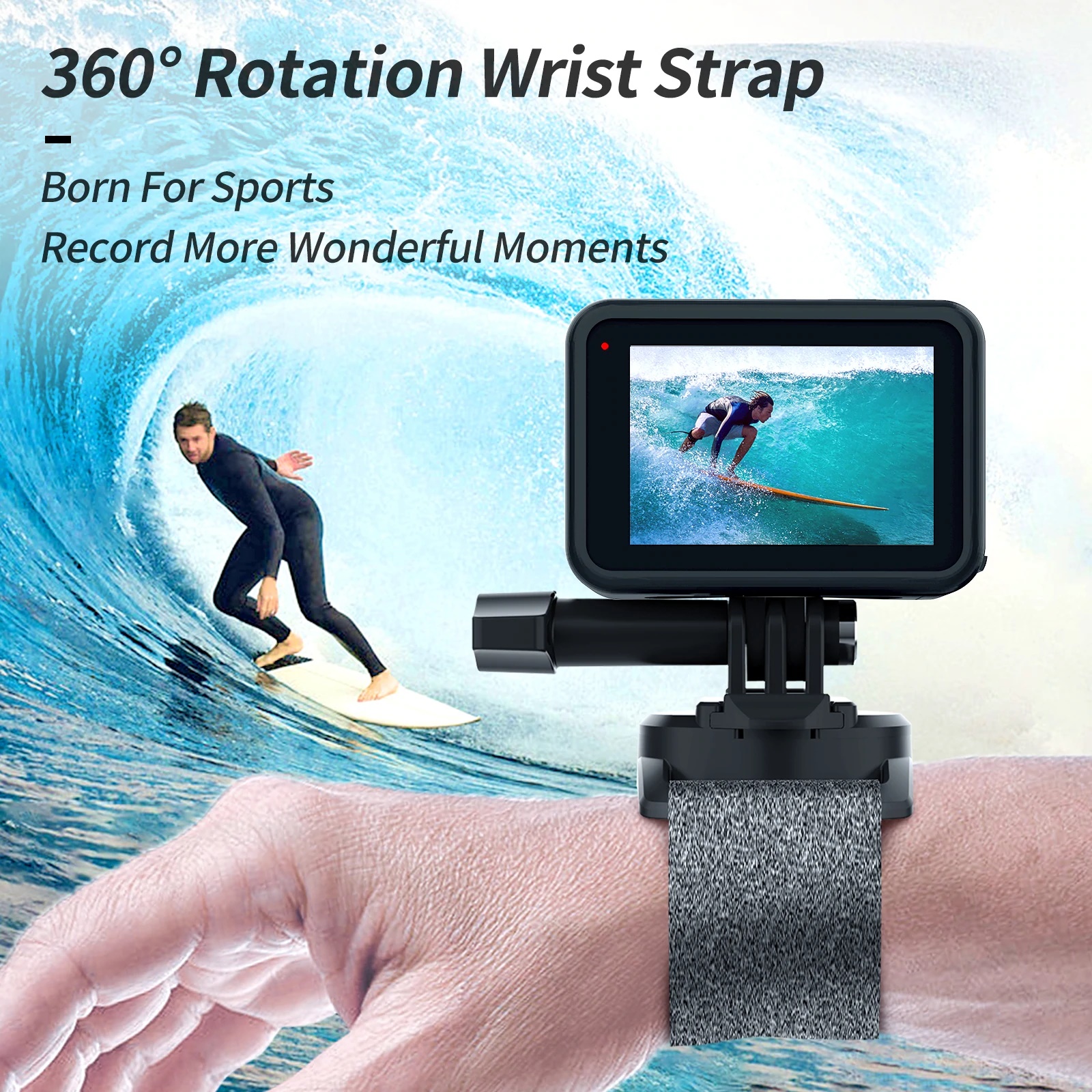 TELESIN Lycra Wrist Hand Strap Adjustable 360-Degree Rotation for ...