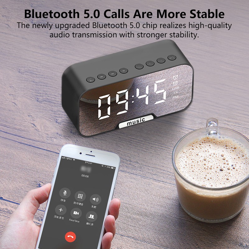 Mobile phone stand mirror clock Bluetooth speaker mini mirror clock ...