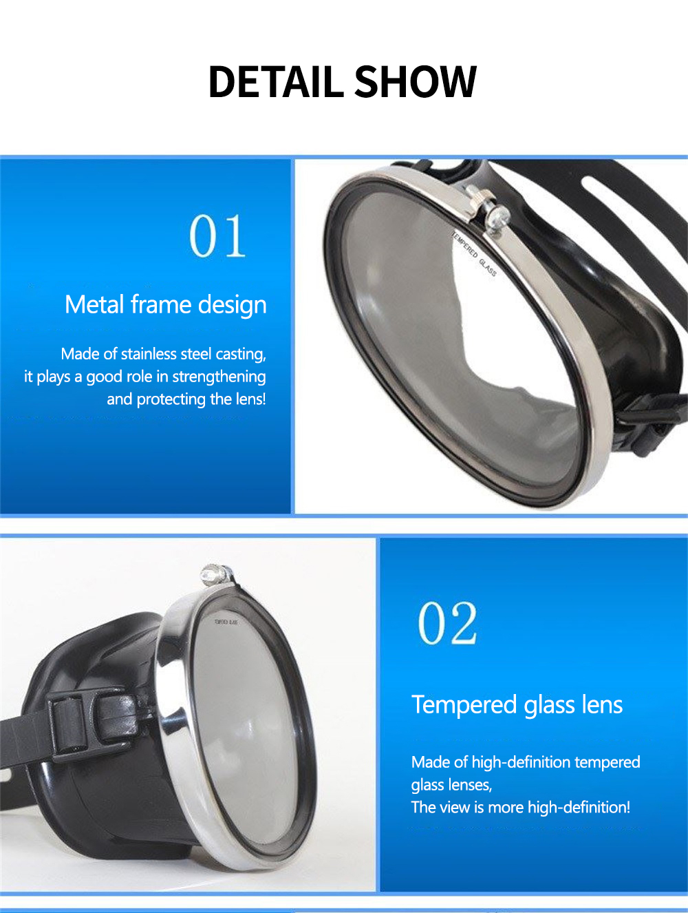 Hd tempered glass diving mirror free diving mirror swimming ...