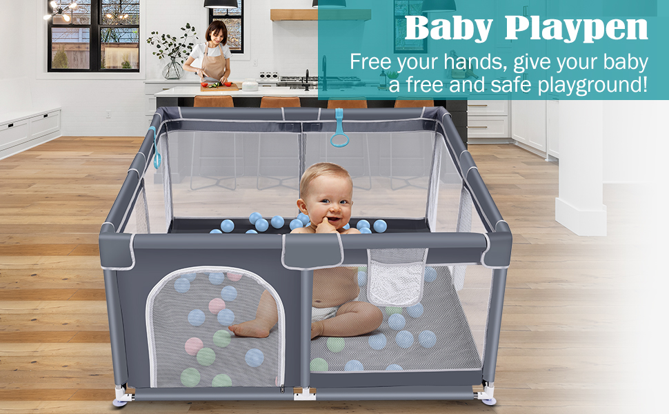 【Free Return】Playpen For Baby Big Baby Playpen With Balls Stainless