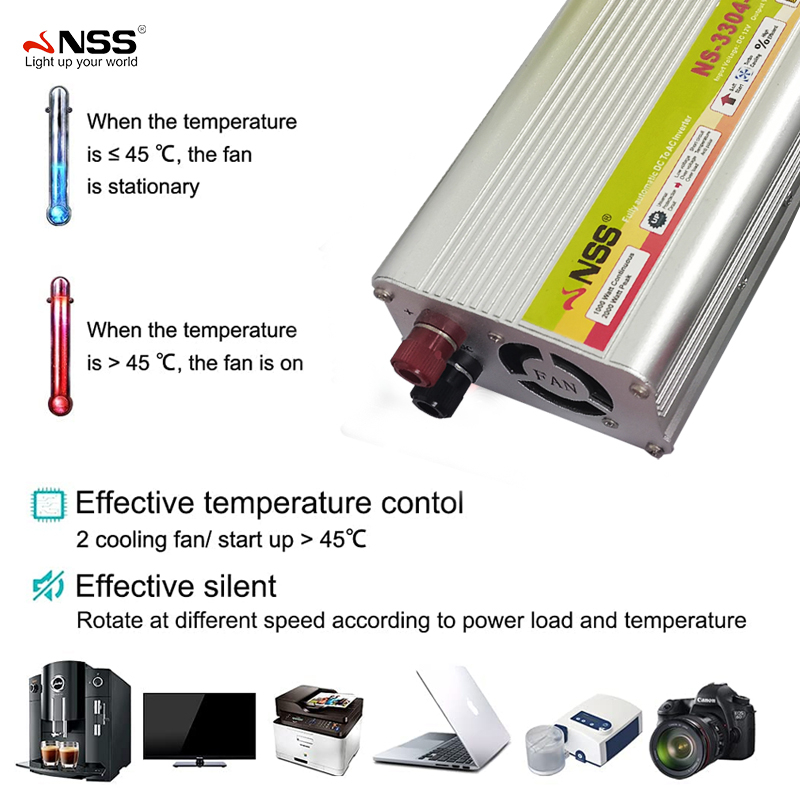 NSS Solar Power Inverter Converter 500w 1000w 2000W DC 12v to AC 220v ...