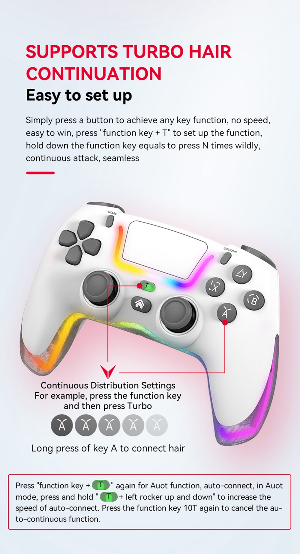 P07 Rgb Colorful Light Wireless Gaming Controller For P4 P3 Switch Pc ...