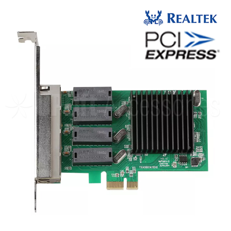 Realtek 4-Port 10/100/1000Mbps Gigabit Ethernet LAN Card for PC (PCI-E ...