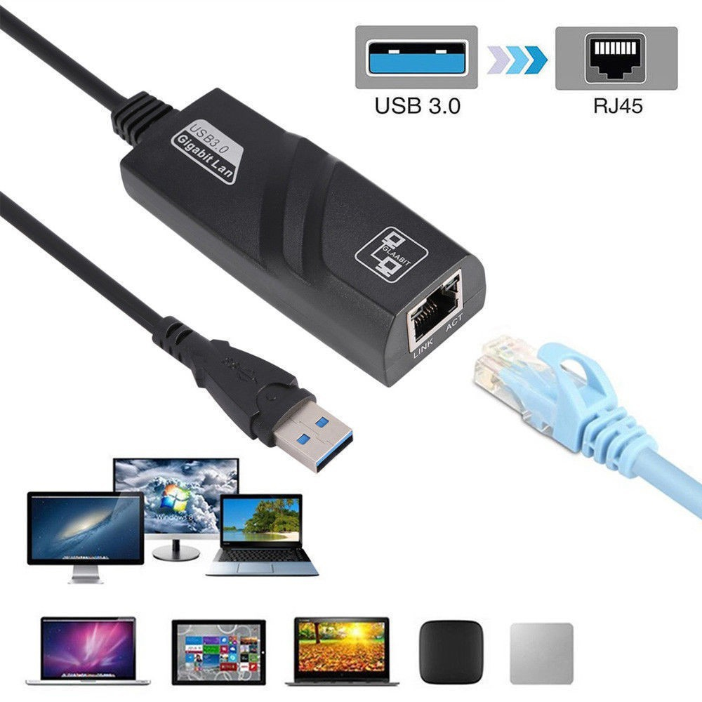 Popcorn USB 3.0 Ethernet Adapter Rj45 Lan Network Card Gigabit Internet ...