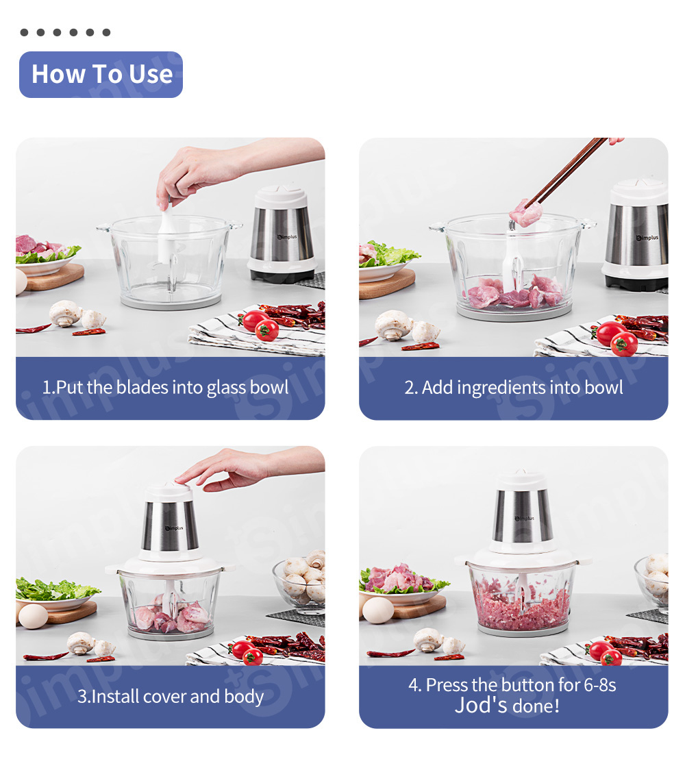 Simplus Electric Meat Grinder Stainless Steel Chopper and Blender ...