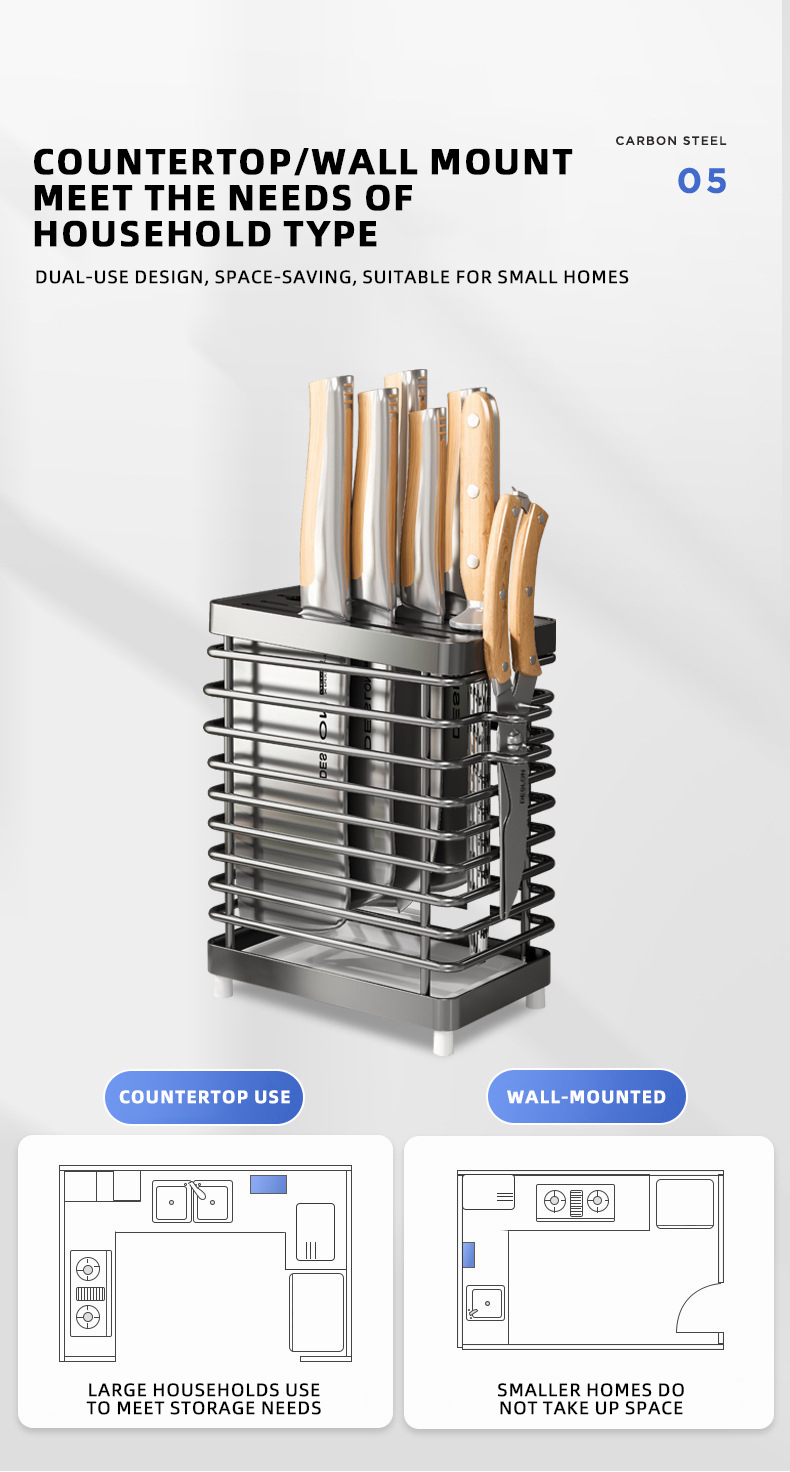 Finelife 304 Stainless Steel Knife Holder Storage Rack Knife Chopsticks ...