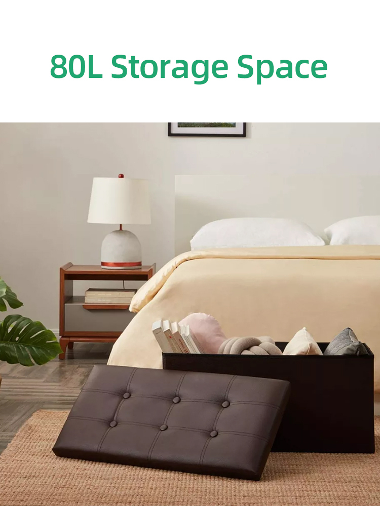 ICON Leather Ottoman Storage Box Stool Rectangular Storage Stool Sofa ...