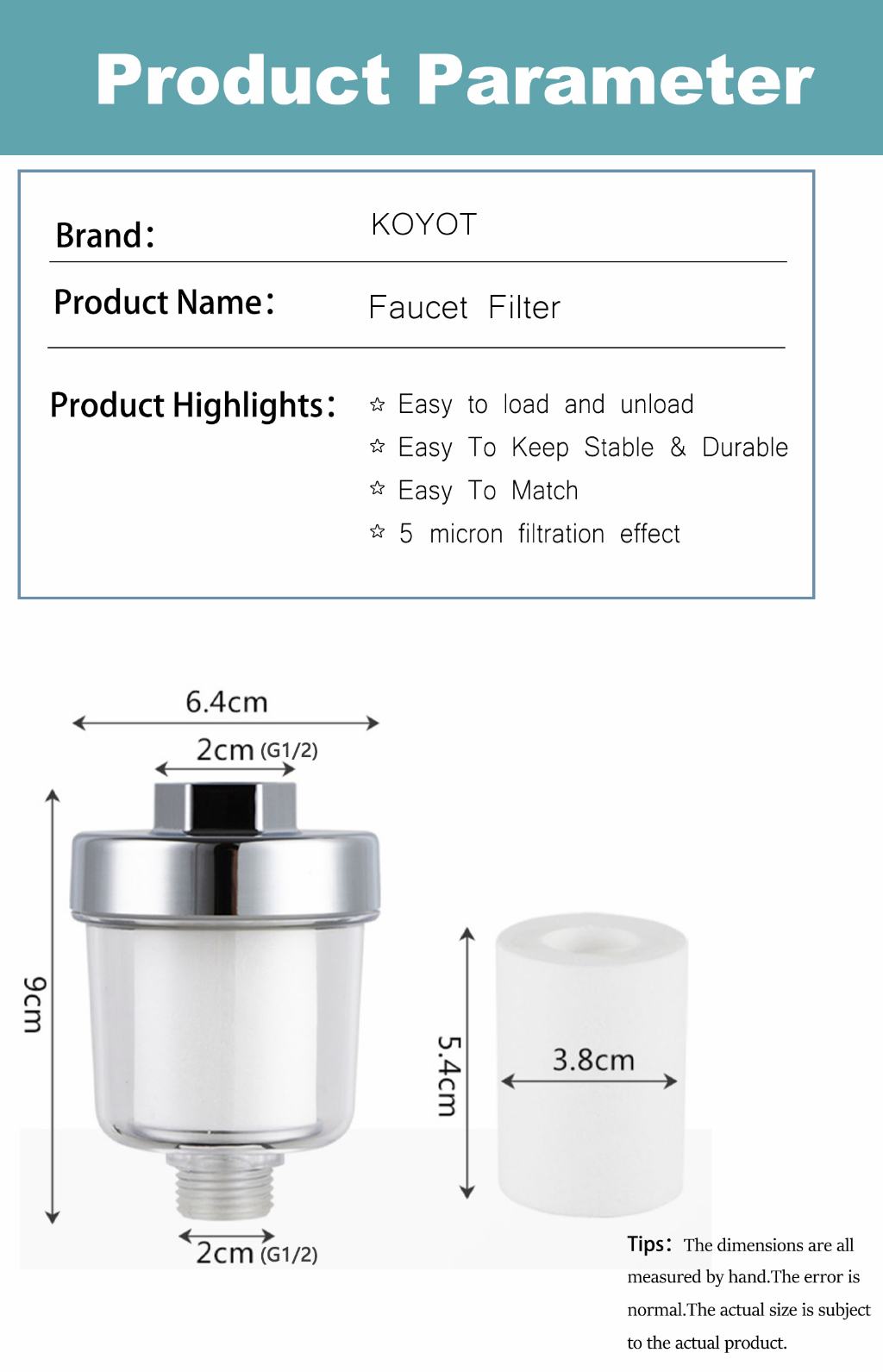 KOYOT Water Purifier Filter PP Cotton Universal for Kitchen Faucet ...