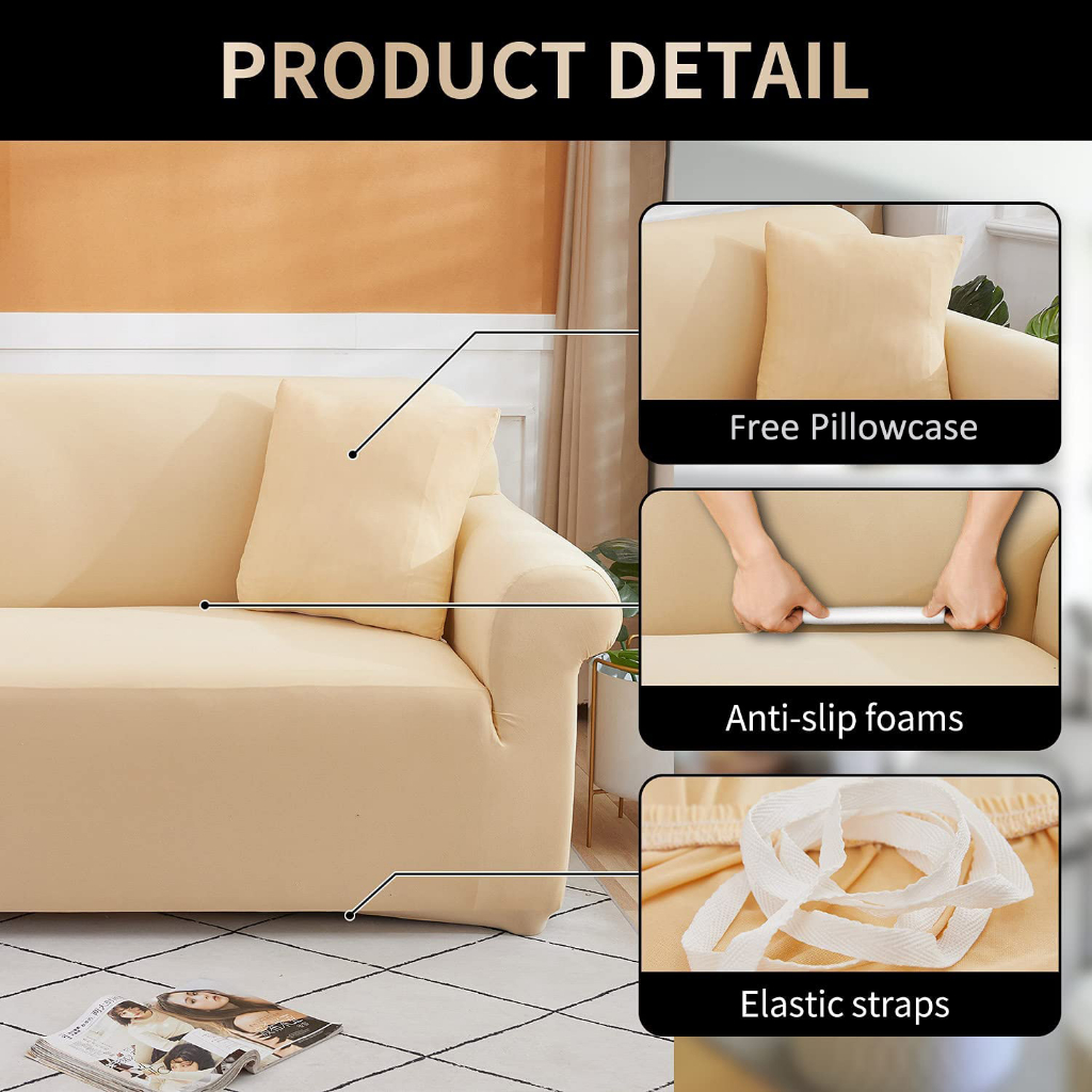 (3Pcs) 3 in 1Solid Corner Set Cover Sofa Cover/ Curve Sofa Seat Cover ...