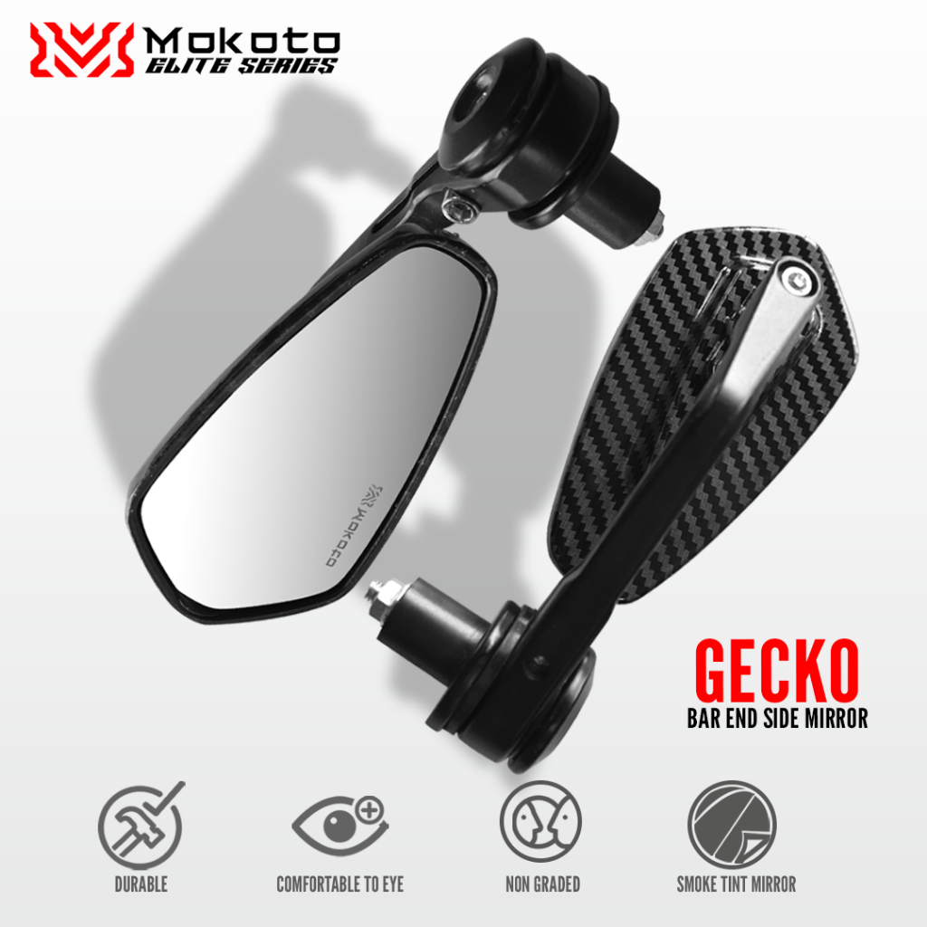 MOKOTO ELITE SERIES SMOKE TINT BAR END SIDE MIRROR MOTOES7375 GECKO