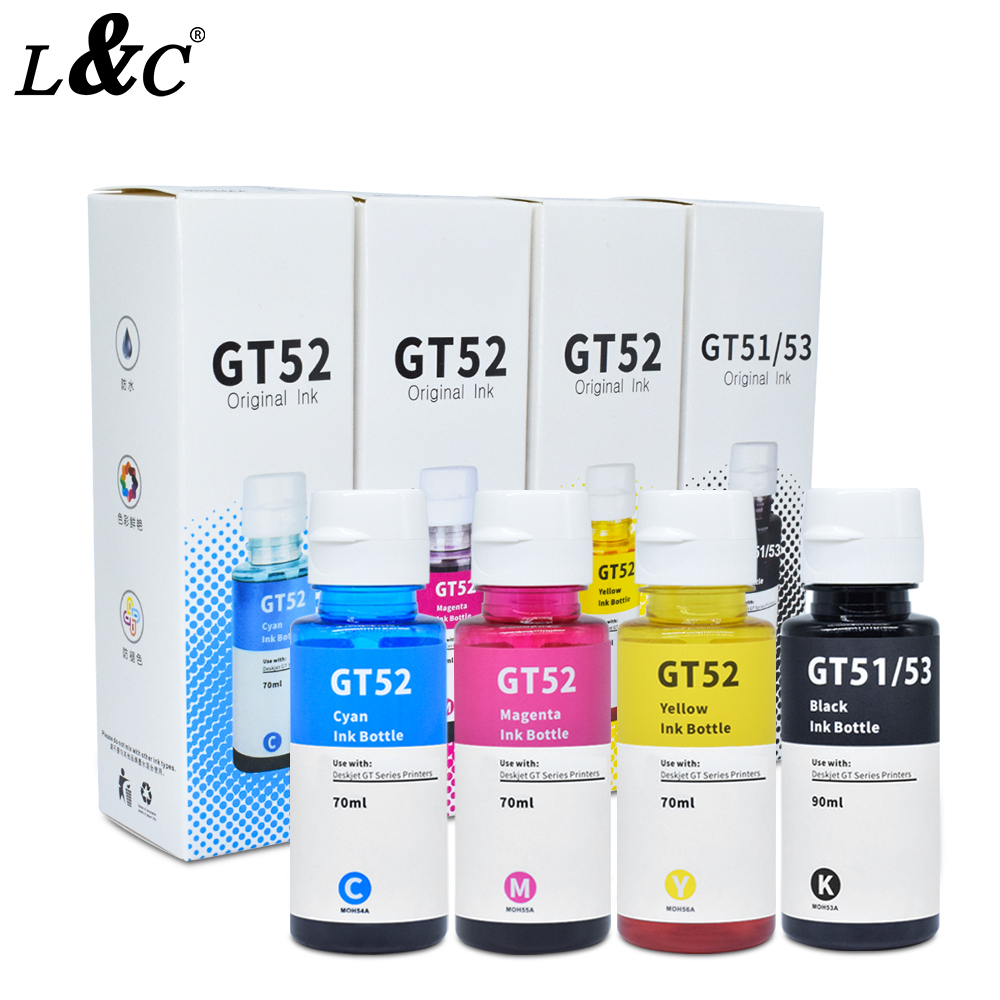 L&C Refill GT51 GT52 Ink Dye Ink For HP Inkjet Printer GT5810 GT5820 ...