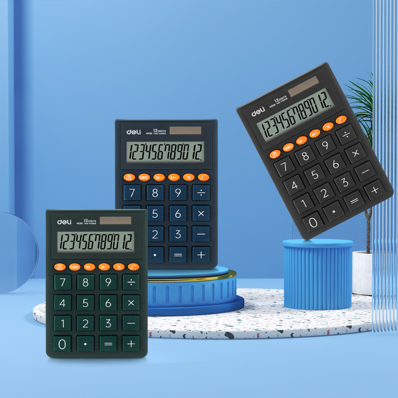 Deli EM130 Small Calculator 12-Didits Portable Mini Calculators Dual ...