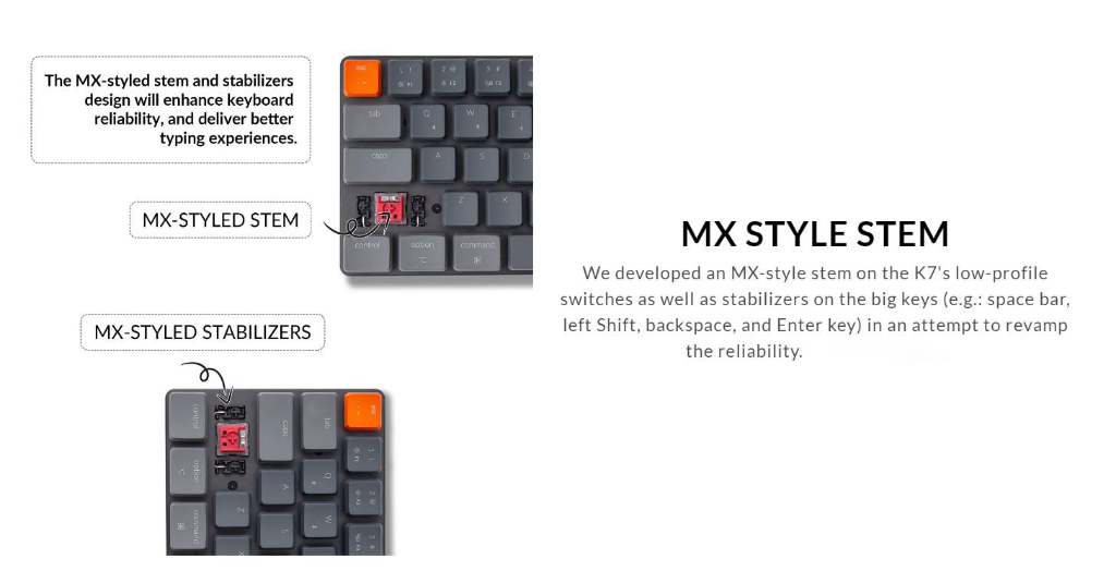 Keychron K7 68 Keys Ultra Slim BT Wireless / Wired Low Profile ...