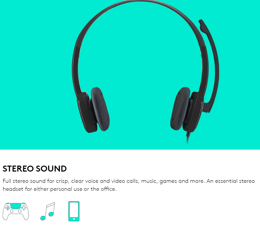 Logitech H151 Stereo Adjustable Headset w/ Built-In Rotating 180 ...
